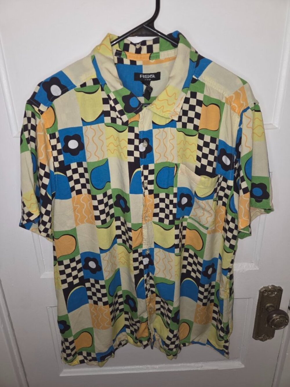 RSQ Button Down Short Sleeve Multicolored & Patterned Shirt - Women's Size XL